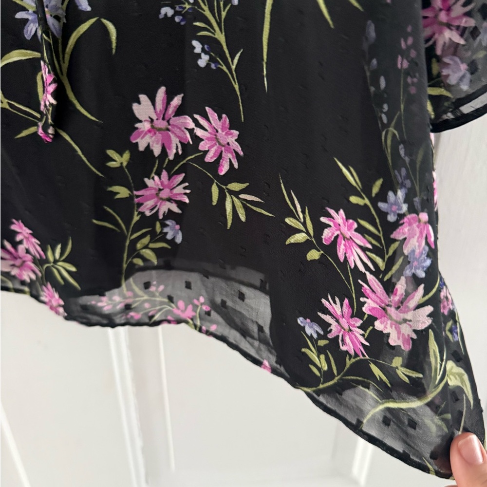 Cece Clip Dot Blouse with Pink and Purple Floral Design - Picture 6 of 6
